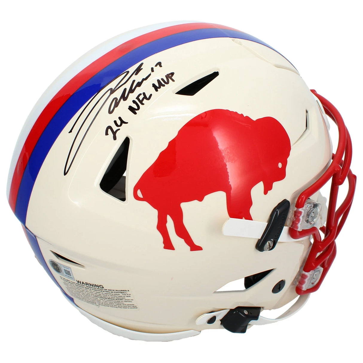 Josh Allen Autographed/Inscribed "24 NFL MVP" Buffalo Bills RETRO Speedflex Authentic Helmet Beckett Witnessed