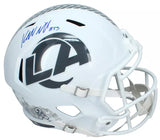 Kyren Williams Autographed (In Blue) Los Angeles Rams 2024 Salute to Service Speed Full Size Helmet Beckett Witnessed