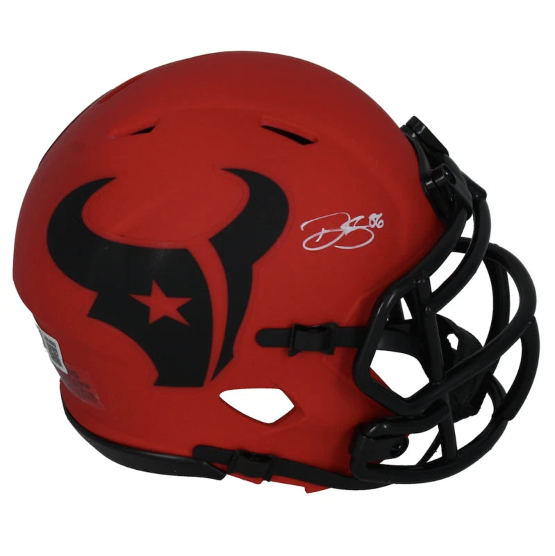 Dalton Schultz Autographed (in White) Houston Texans RAVE Speed Mini Helmet Beckett Witnessed