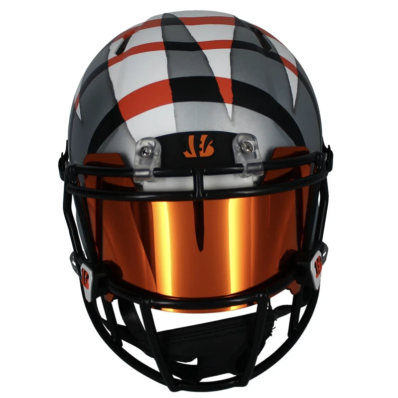 Joe Burrow Autographed Cincinnati Bengals FSM Custom Painted Ripped Speed White Alternate Authentic Helmet w/Visor & 3D Bumpers Fanatics