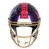 Brock Purdy/Christian McCaffrey/Deebo Samuel Triple Autographed Super Bowl LVIII Speedflex Authentic Helmet Fanatics LE 24