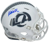 Kyren Williams Autographed (In Blue) Los Angeles Rams 2024 Salute to Service Speed Mini Helmet Beckett Witnessed