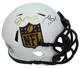 Tom Brady / Joe Montana Dual Autographed NFL Shield Speed Lunar Eclipse Mini Helmet Fanatics LE 24