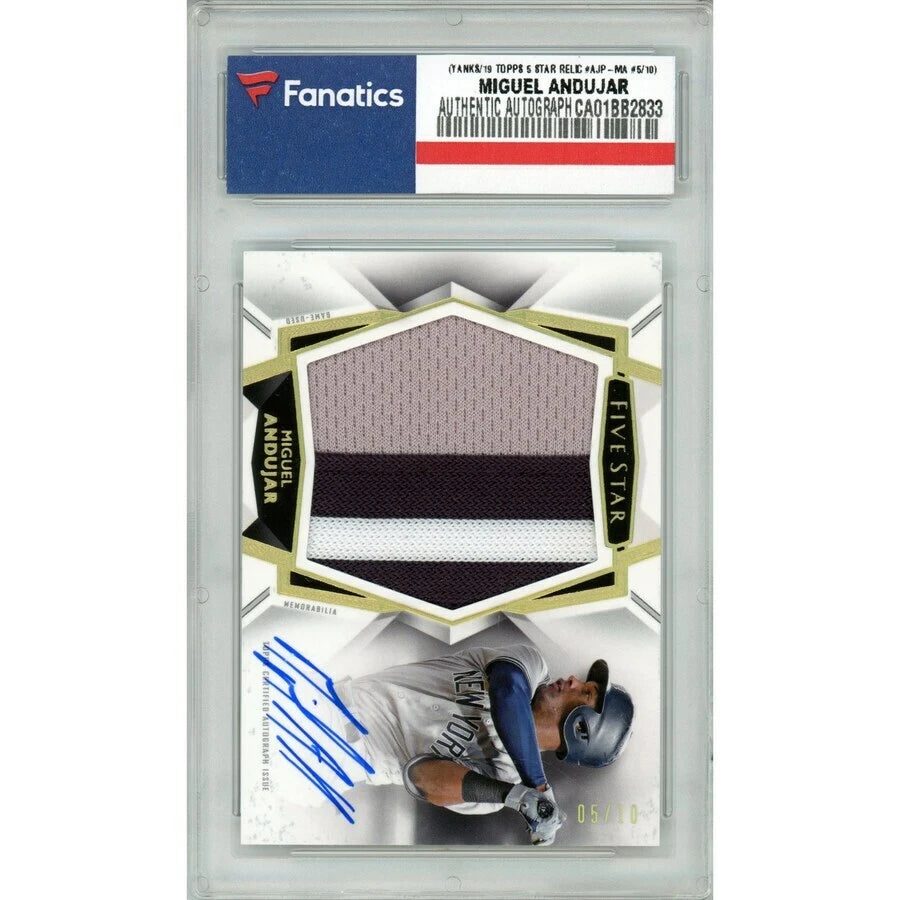 MIGUEL ANDUJAR Autographed New York Yankees 2019 TOPPS Five Star Prime Patch Card LE 5/10
