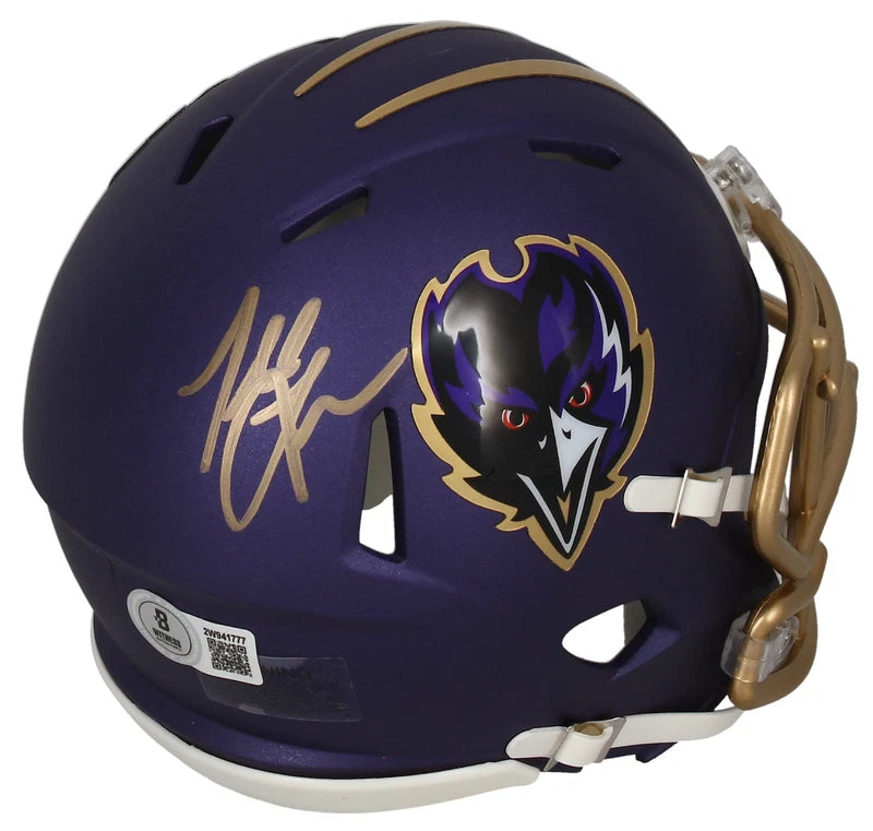 Terrell Suggs Autographed Baltimore Ravens Purple 2024 Alternate Speed Mini Helmet Beckett Witnessed