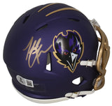 Terrell Suggs Autographed Baltimore Ravens Purple 2024 Alternate Speed Mini Helmet Beckett Witnessed
