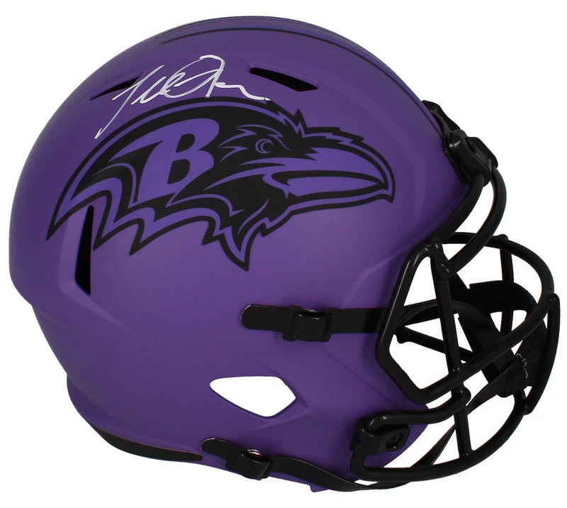 Terrell Suggs Autographed Baltimore Ravens RAVE Speed Full Size Helmet Beckett Witnessed