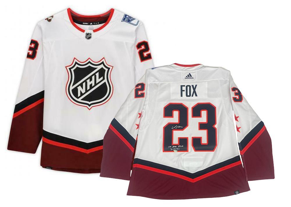 ADAM FOX Autographed/Inscribed "1st ASG 2/5/22" 2022 NHL All-Star Game White Jersey FANATICS