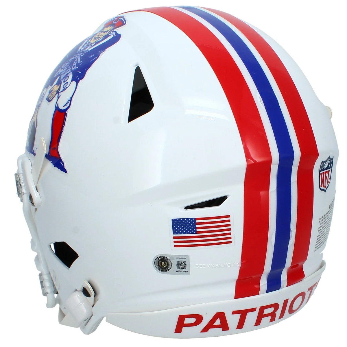 A.J. Brown Autographed New England Patriots 1982-89 Throwback Speedflex Authentic Helmet Beckett Witnessed