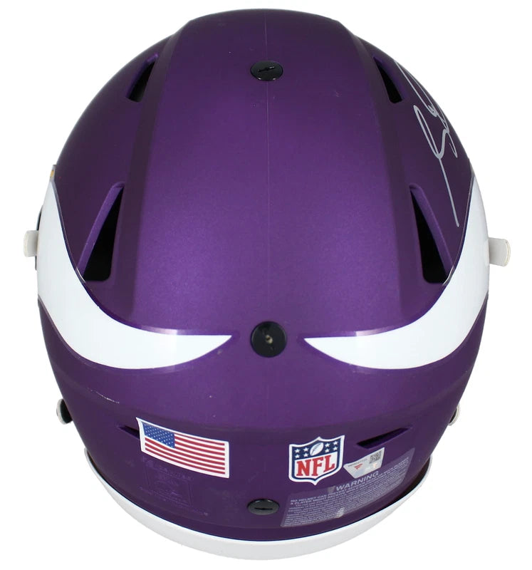 Sam Darnold Autograpahed/Multi-Inscribed "SKOL!" "GO VIKINGS!" Minnesota Vikings Alternate 2023 Tribute Speedflex Authentic Helmet Fanatics