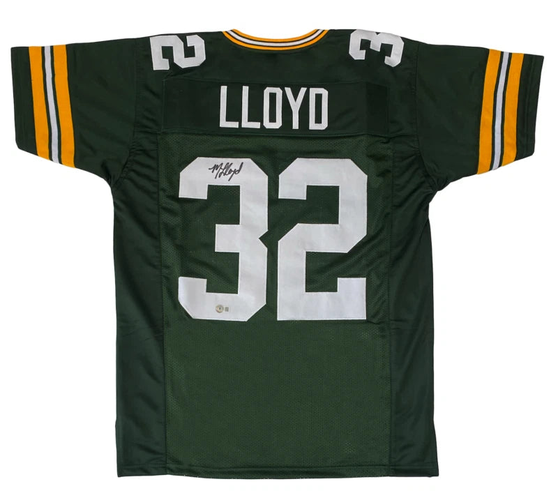 MarShawn Lloyd Autographed Green #32 Custom Jersey Beckett Witnessed