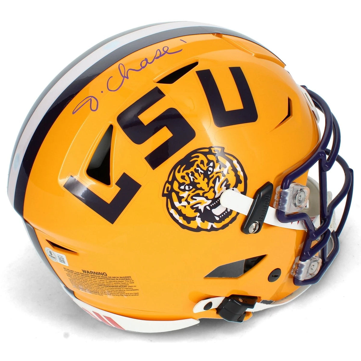Ja'Marr Chase Autographed LSU Tigers Speedflex Authentic Helmet Beckett Witnessed