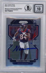 Nico Collins Autographed Houston Texans 2021 Panini Prizm #360 BGS Auto 10 Rookie Card Fanatics