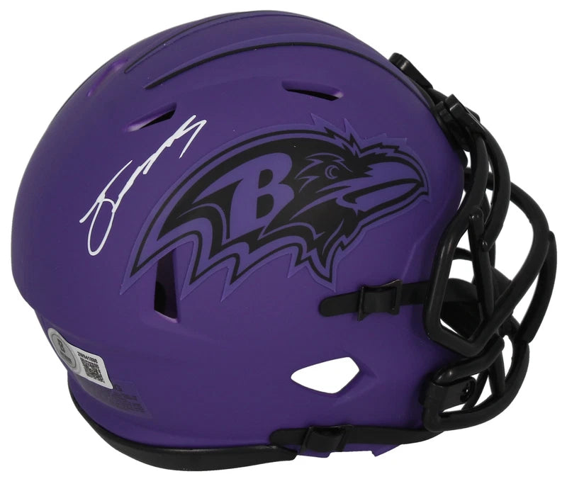 Zay Flowers Autographed Baltimore Ravens RAVE Speed Mini Helmet Beckett Witnessed