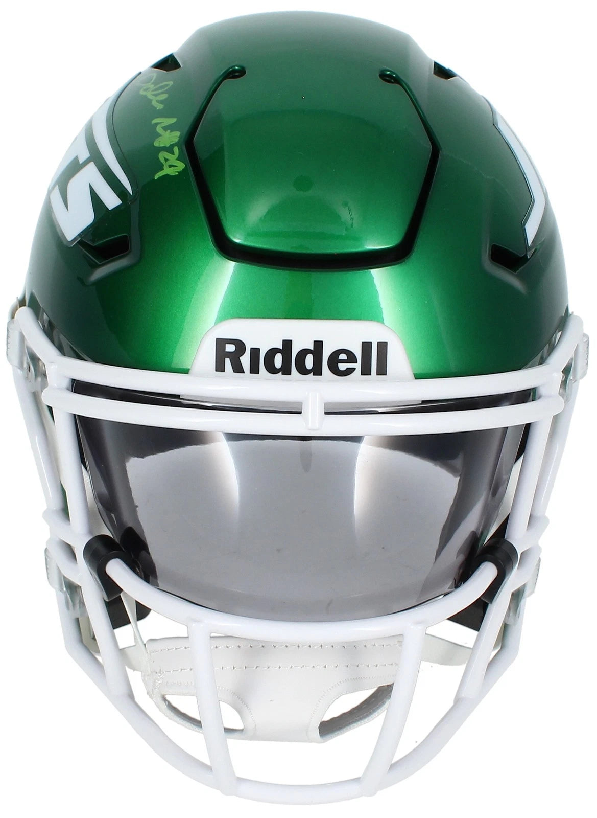 Darrelle Revis Autographed (in Green) New York Jets Speedflex Midi Helmet Beckett Witnessed