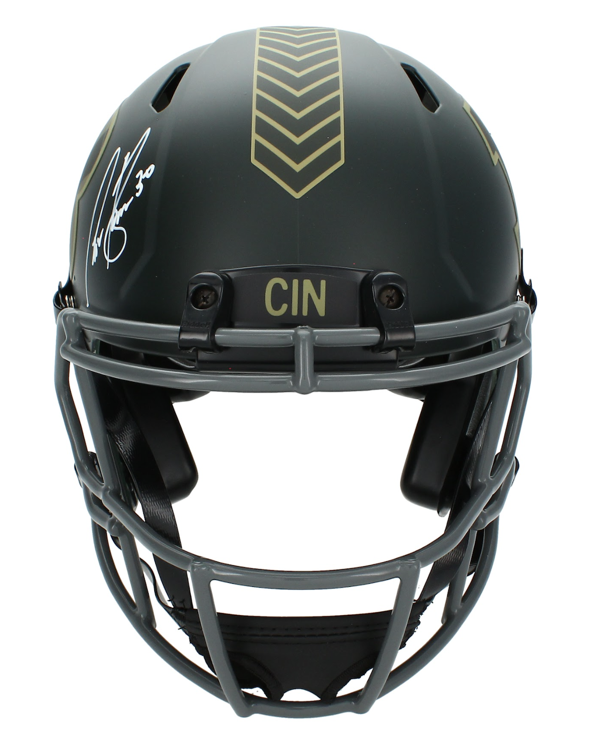 Chase Brown Autographed Cincinnati Bengals 2025 Salute to Service Speed Authentic Helmet Beckett Witnessed