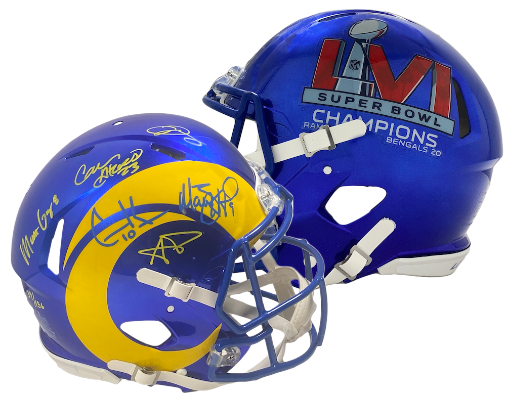 LOS ANGELES RAMS Super Bowl LVI Champions Autographed Riddell Speed Authentic Helmet with Multiple Signatures FANATICS LE 156