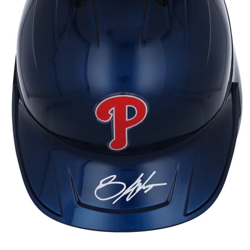 Bryce Harper Autographed Philadelphia Philles Blue Alternate Chrome Replica Batting Helmet Fanatics