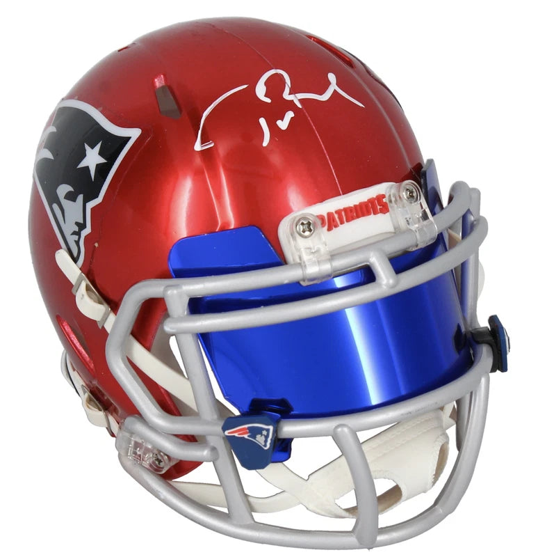 Tom Brady Autographed New England Patriots Flash Speed Mini Helmet w/Visor and 3D Bumpers Fanatics