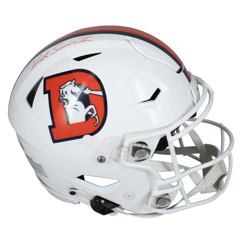 Patrick Surtain II Autographed Denver Broncos White 2023 Snowcapped Alternate Speedflex Authentic Helmet Beckett Witnessed