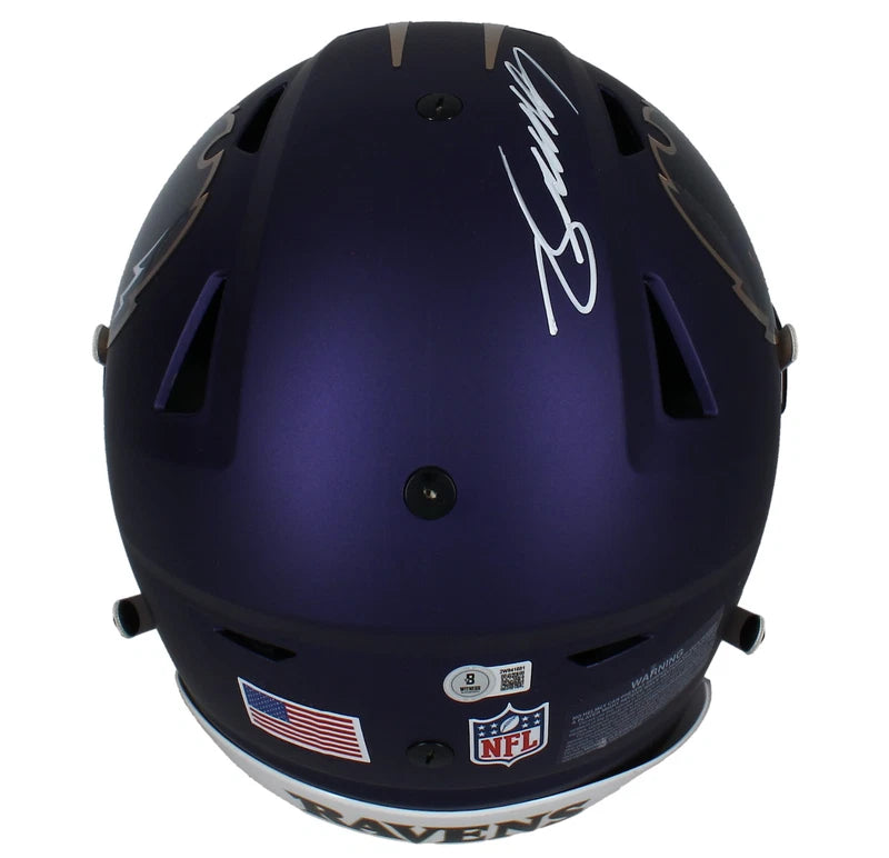 Zay Flowers Autographed Baltimore Ravens Purple 2024 Alternate Speedflex Authentic Helmet Beckett Witnessed