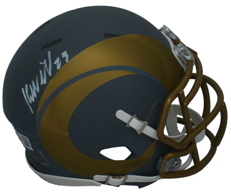 Kyren Williams Autographed (in White) Los Angeles Rams Slate Speed Mini Helmet Beckett Witnessed