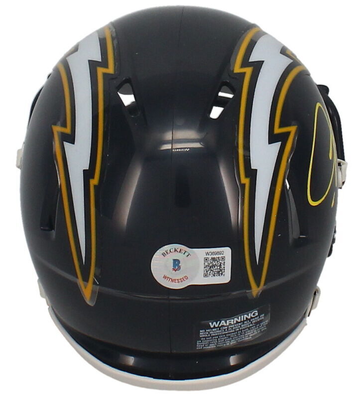 LaDainian Tomlinson Autographed (In Yellow) Chargers 1988-06 Throwback Speed Mini Helmet GTSM Witnessed
