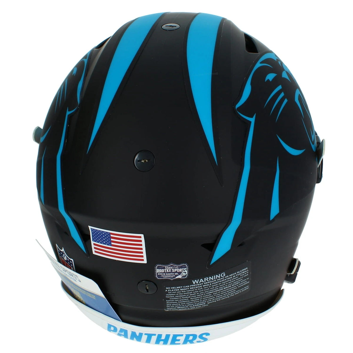 Steve Smith Autographed Carolina Panthers 2022 Black Alternate Speedflex Authentic Helmet Radtke