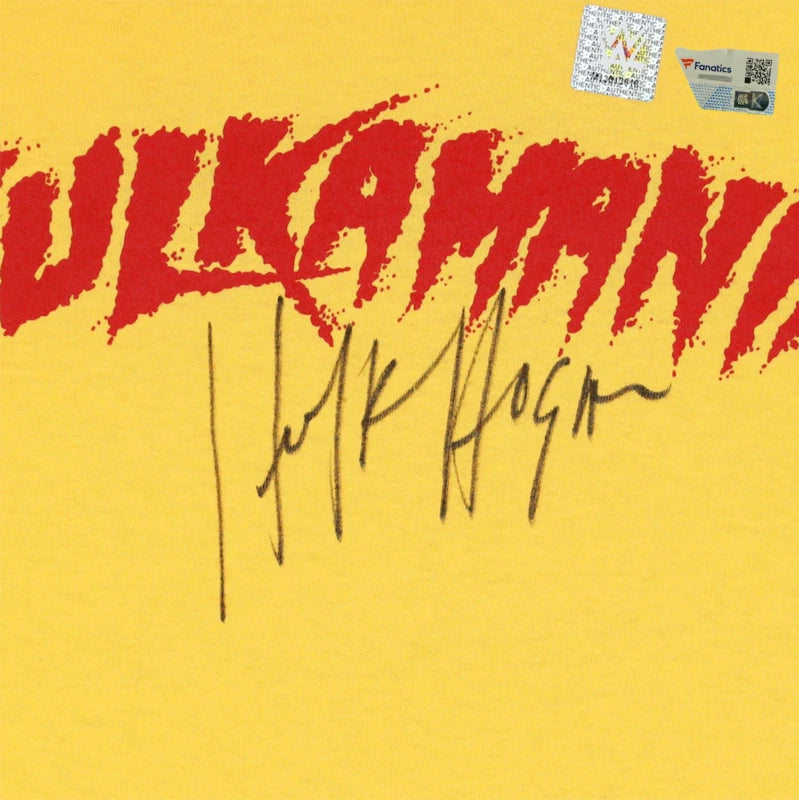 Hulk Hogan Autographed WWE Yellow Hulkamania T-Shirt Fanatics