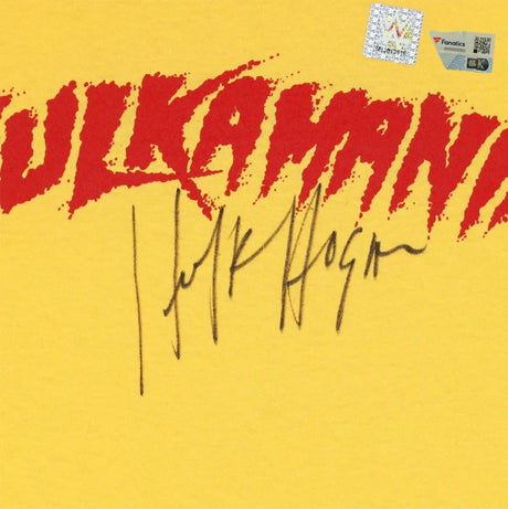 Hulk Hogan Autographed WWE Yellow Hulkamania T-Shirt Fanatics
