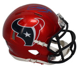 Dalton Schultz Autographed (in Blue) Houston Texans Red 2022 Alternate Speed Mini Helmet Beckett Witnessed