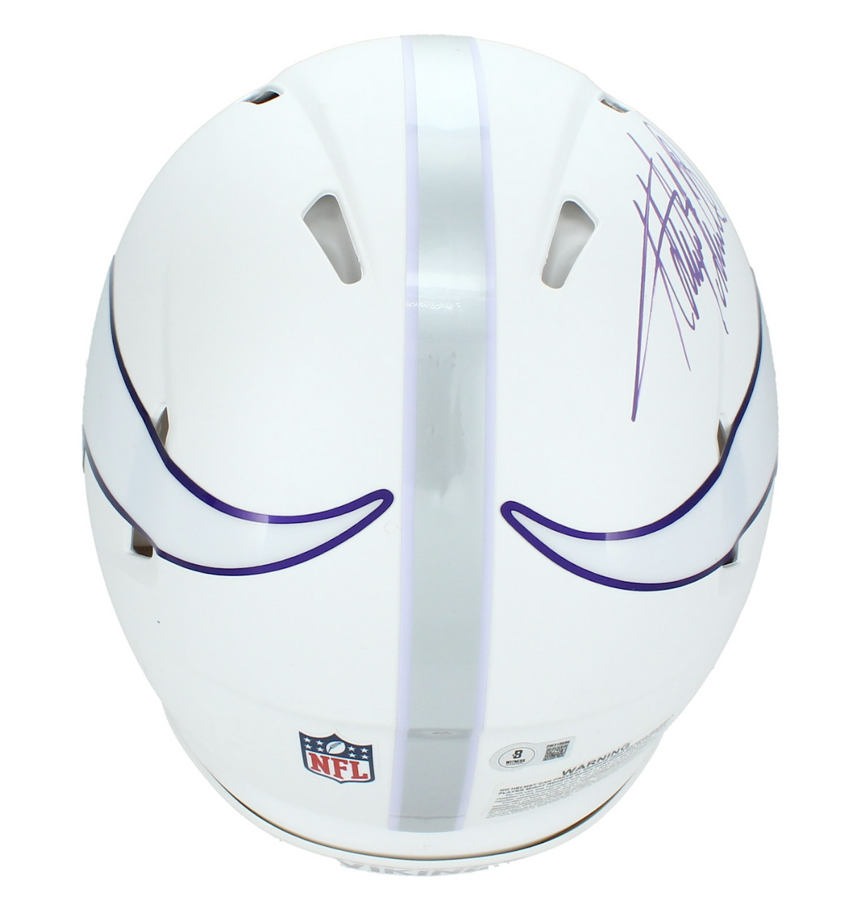 Adrian Peterson Autographed Minnesota Vikings White 2024 Alternate Speed Authentic Helmet Beckett Witnessed