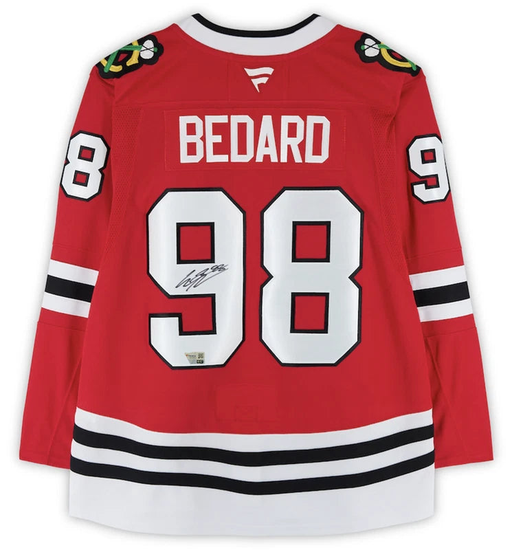 Connor Bedard Autographed Chicago Blackhawks Red Fanatics Premium Jersey Fanatics