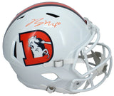 Bo Nix Autographed Denver Broncos White 2023 Alternate Speed Full Size Helmet Beckett Witnessed