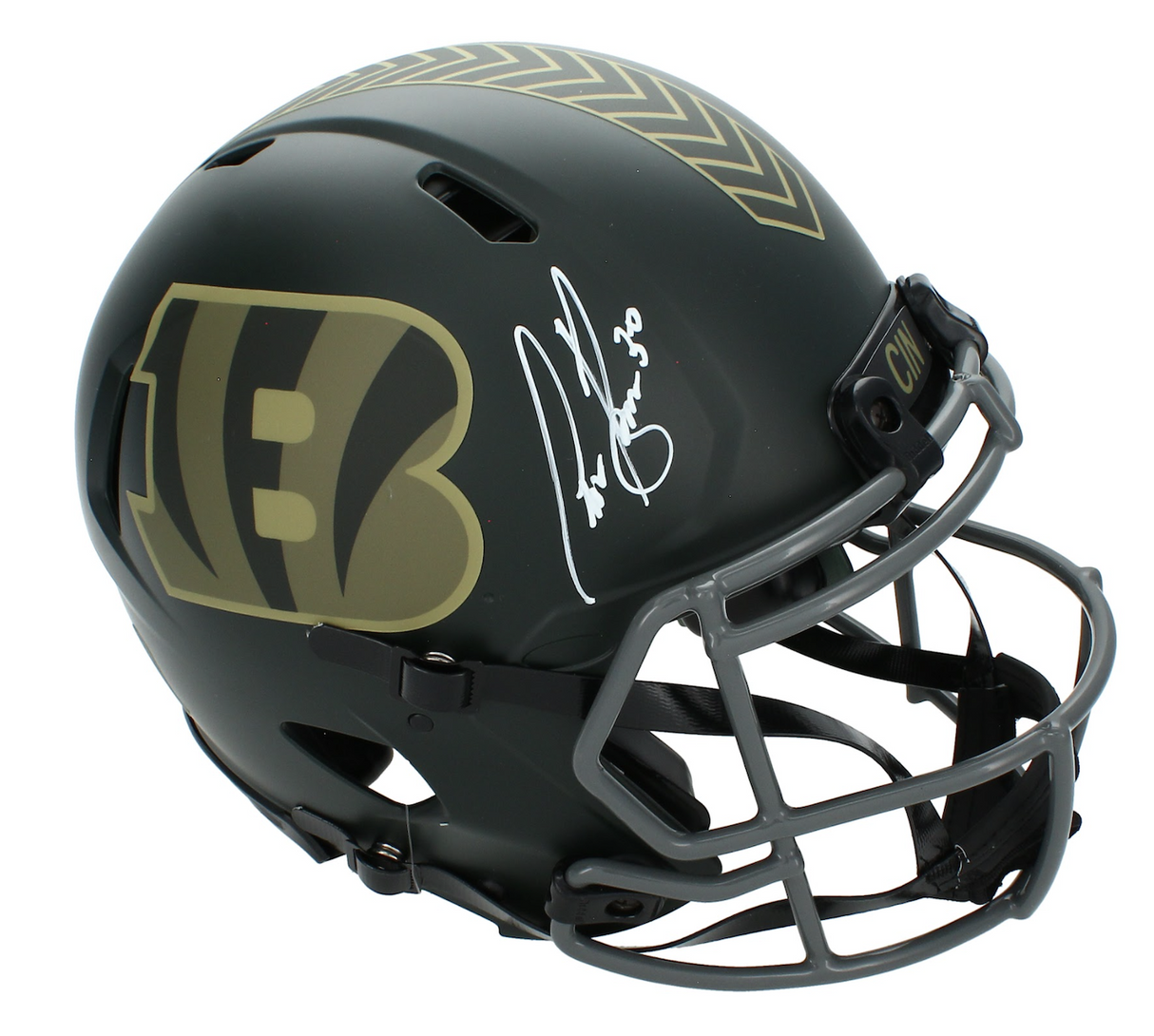 Chase Brown Autographed Cincinnati Bengals 2025 Salute to Service Speed Authentic Helmet Beckett Witnessed