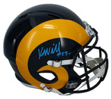 Kyren Williams Autographed Los Angeles Rams 1981-99 Throwback Speed Full Size Helmet Beckett Witnessed