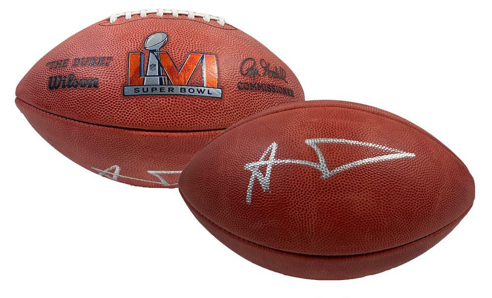 AARON DONALD Autographed Los Angeles Rams SB LVI Champs Logo Official Wilson Duke Football FANATICS