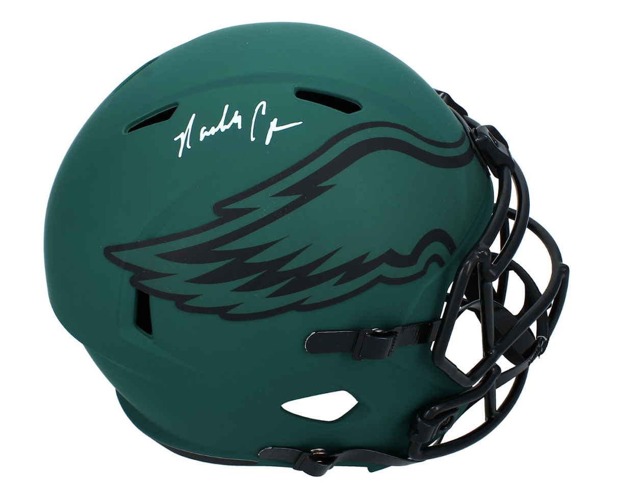 Randall Cunningham Autographed Philadelphia Eagles RAVE Speed Full Size Helmet Beckett Witnessed