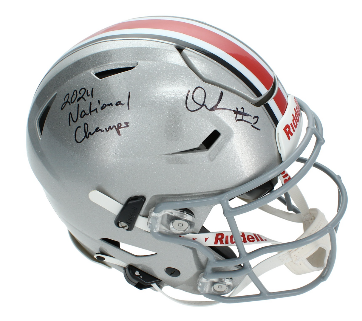 Quinshon Judkins Autographed/Inscribed "24 National Champs" Ohio State Buckeyes Speedflex Authentic Helmet Beckett Witnessed