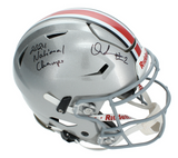 Quinshon Judkins Autographed/Inscribed "24 National Champs" Ohio State Buckeyes Speedflex Authentic Helmet Beckett Witnessed
