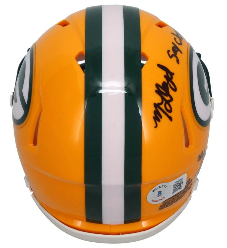 MarShawn Lloyd Autographed/Inscribed "Say Cheese!" Green Bay Packers Speed Mini Helmet GDL/Beckett LE 32/32