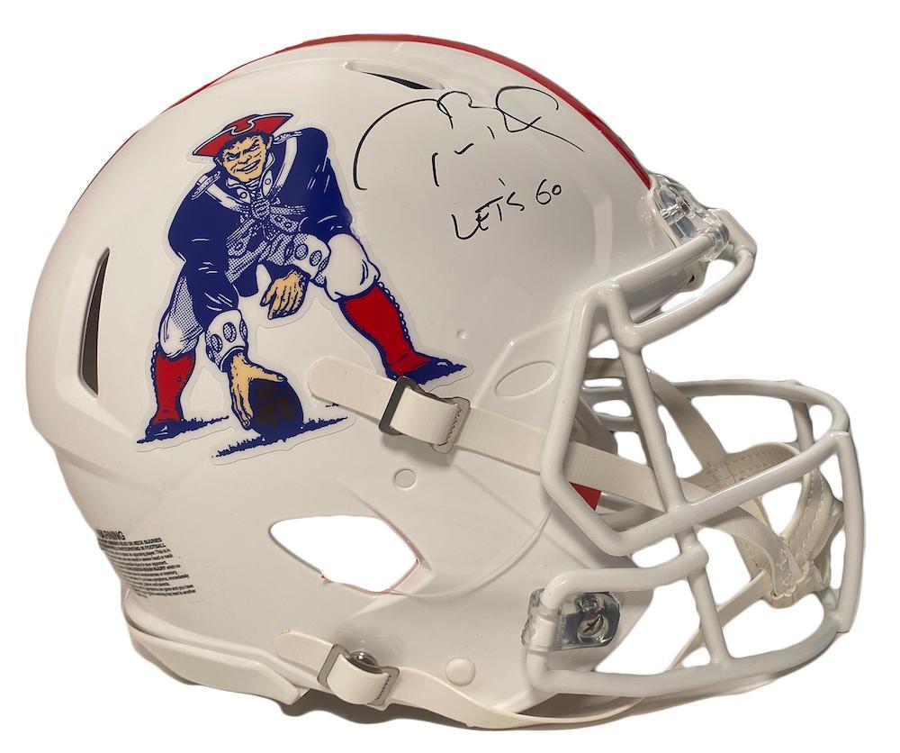 TOM BRADY Autographed/Inscribed "LET'S GO" New England Patriots Throwback Speed Authentic Helmet FANATICS LE 12/12