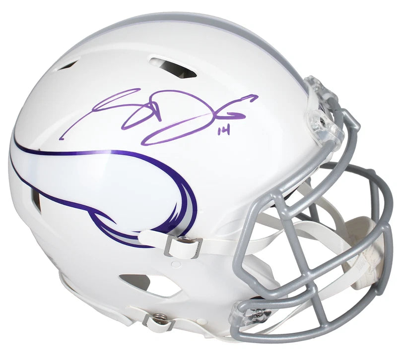 Sam Darnold Autographed Minnesota Vikings White 2024 Alternate Speed Authentic Helmet Fanatics