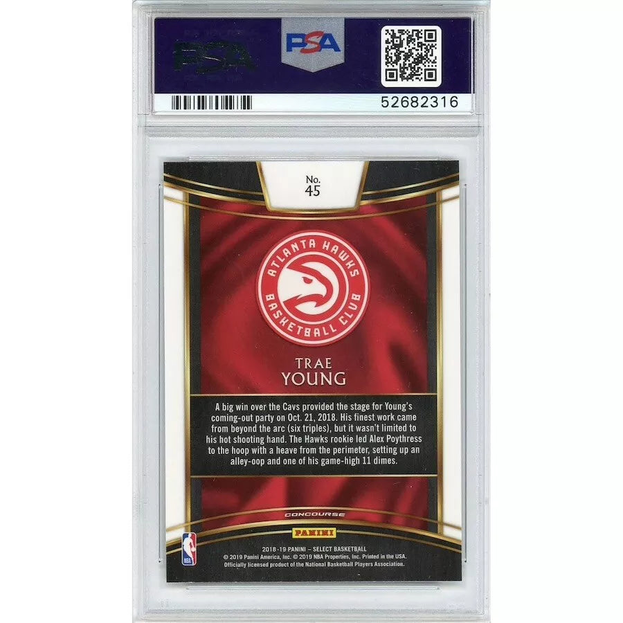 Trae Young Atlanta Hawks 2018 Panini Select RC #45 Trading Card PSA 10