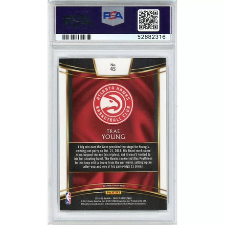 Trae Young Atlanta Hawks 2018 Panini Select RC #45 Trading Card PSA 10