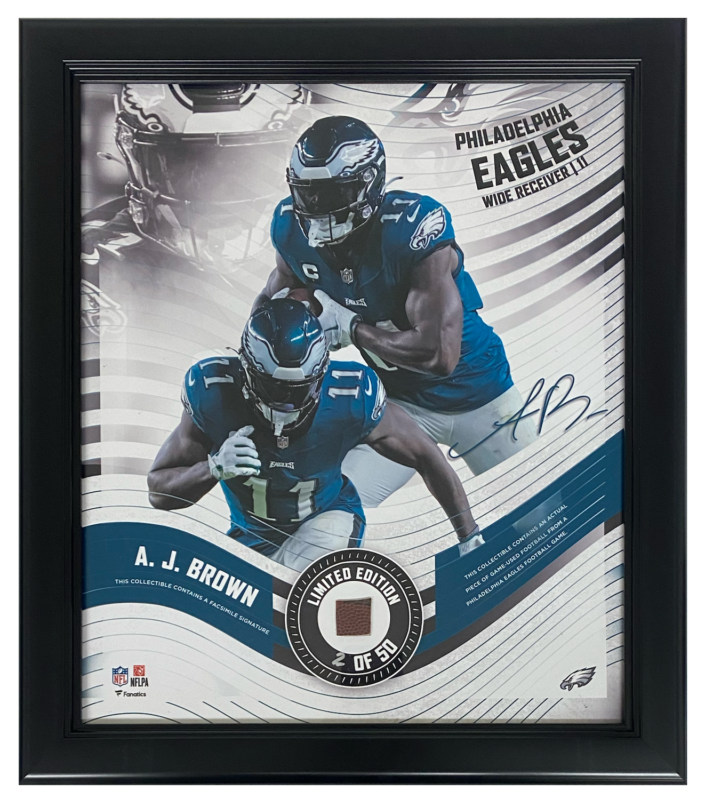 A.J. Brown Framed Philadelphia Eagles 15" x 17" Game Used Football Collage LE 50