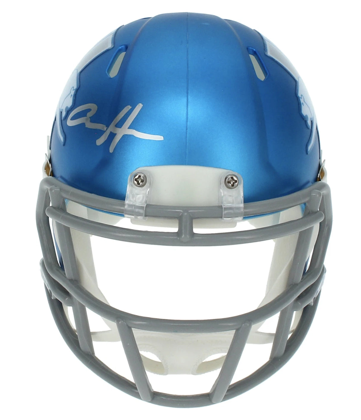 Aidan Hutchinson Autographed Detroit Lions Blue 2023 Alternate Speed Mini Helmet Beckett Witnessed