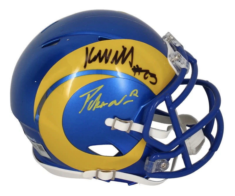 Kyren Williams/Puka Nacua Dual Autographed Los Angeles Rams Speed Mini Helmet Beckett/Fanatics