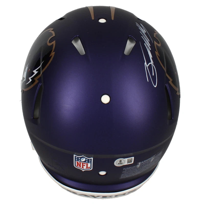 Zay Flowers Autographed Baltimore Ravens Purple 2024 Alternate Speed Authentic Helmet Beckett Witnessed