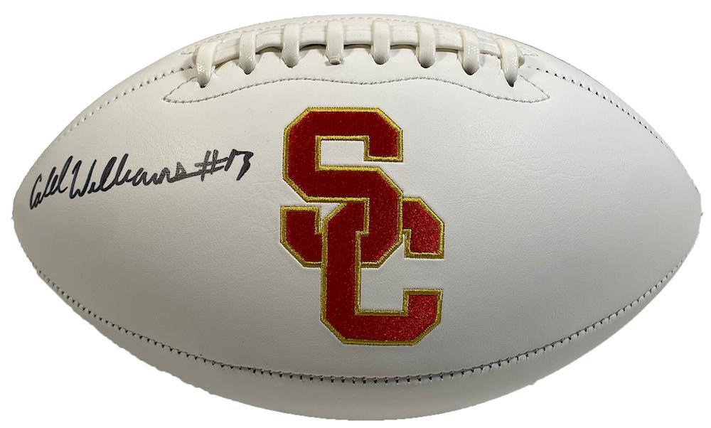 CALEB WILLIAMS Autographed USC Trojans White Panel Football FANATICS